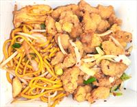 Chicken Noodles with Crispy Salt & Pepper Chicken